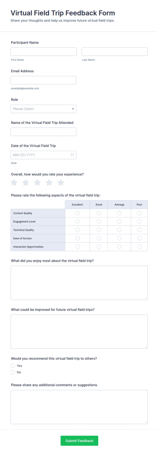 Virtual Field Trip Feedback Form Template