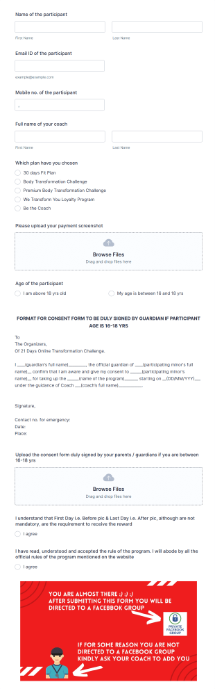 Virtual Fitclub Form Template