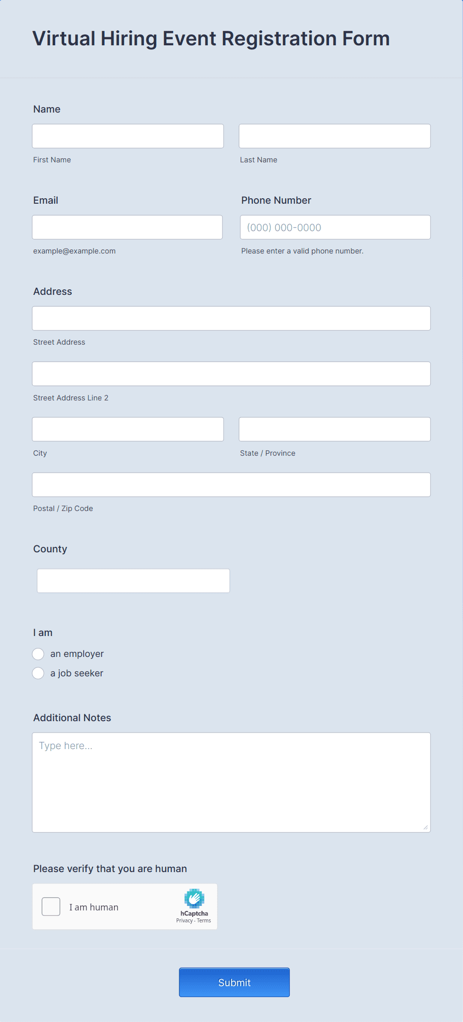 Virtual Hiring Event Registration Form Template | Jotform