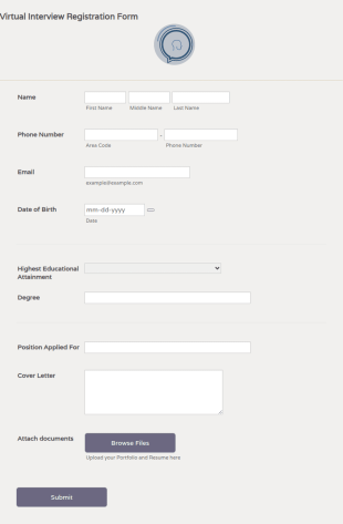 Virtual Interview Registration Form Template
