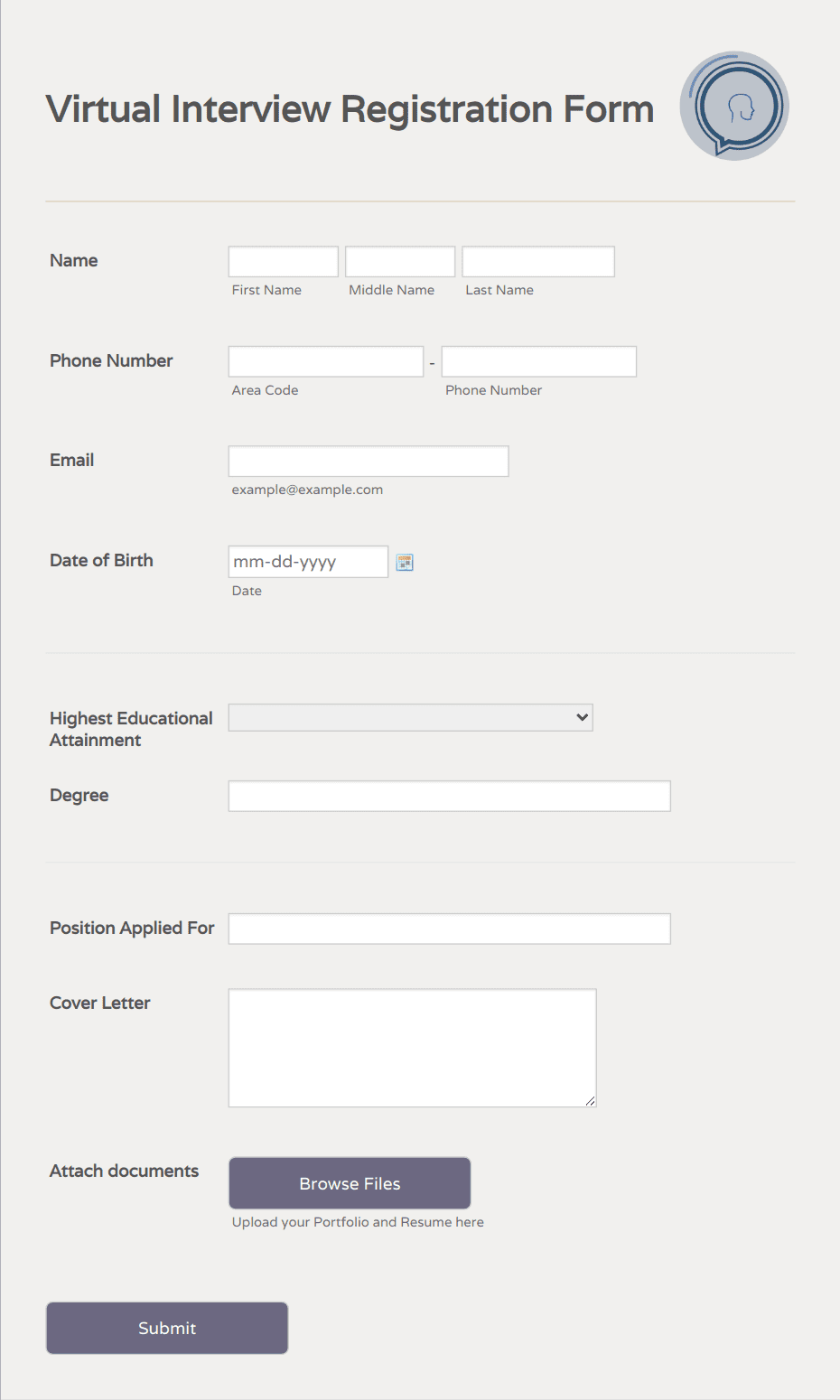 Virtual Interview Registration Form Template | Jotform