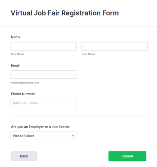 Virtual Job Fair Registration Form Template