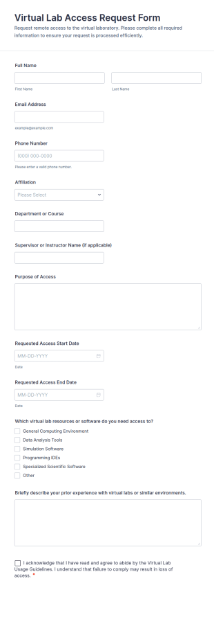 Virtual Lab Access Request Form Template