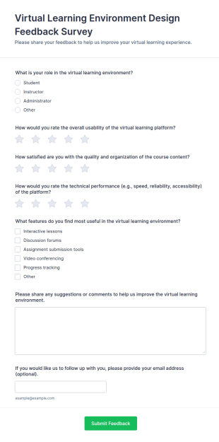 Virtual Learning Environment Design Feedback Survey Form Template