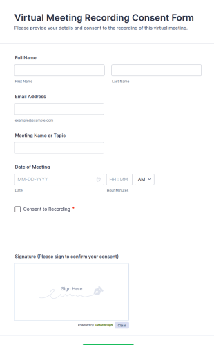 Virtual Meeting Recording Consent Form Template