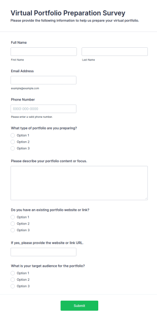 Virtual Portfolio Preparation Survey Form Template