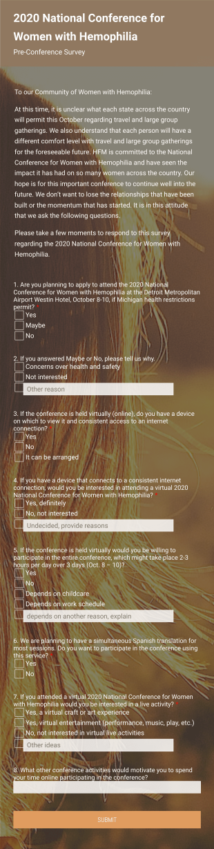 Virtual Pre Conference Survey Form Template