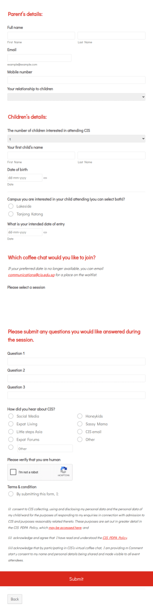 Virtual Principal Coffee Chats Form Template