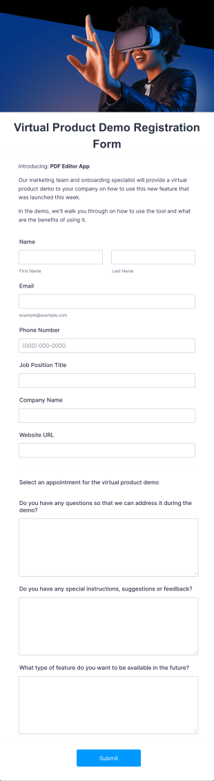 Virtual Product Demo Registration Form Template