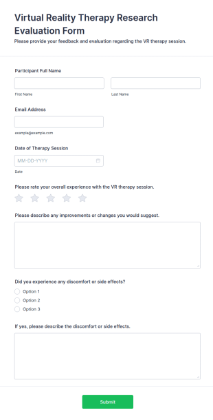 Virtual Reality Therapy Research Evaluation Form Template