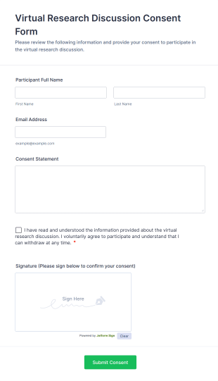 Virtual Research Discussion Consent Form Template
