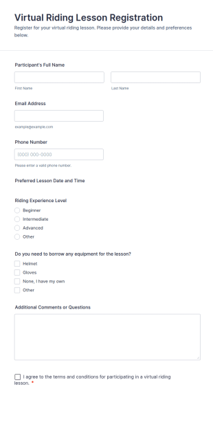 Virtual Riding Lesson Registration Form Template