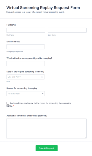 Virtual Screening Replay Request Form Template