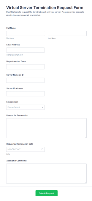 Virtual Server Termination Request Form Template