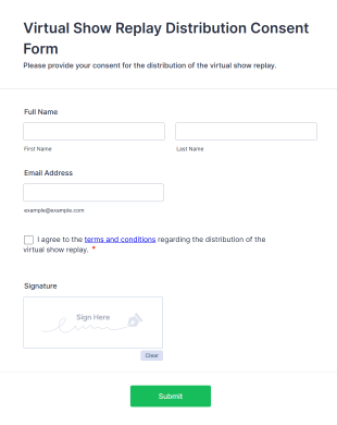 Virtual Show Replay Distribution Consent Form Template