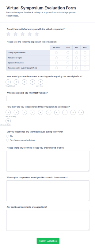 Virtual Symposium Evaluation Form Template