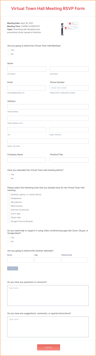Virtual Town Hall Meeting RSVP Form Template