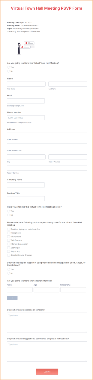 Virtual Town Hall Meeting RSVP Form Template