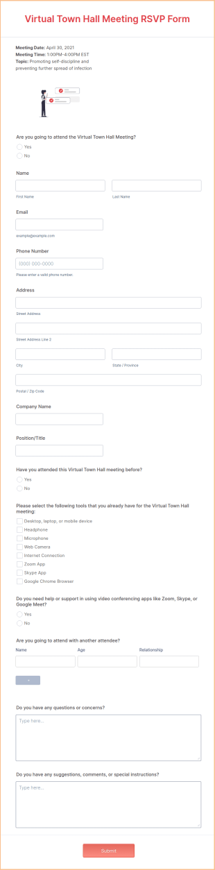 Virtual Town Hall Meeting RSVP Form Template