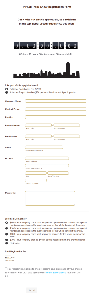 Virtual Trade Show Registration Form Template