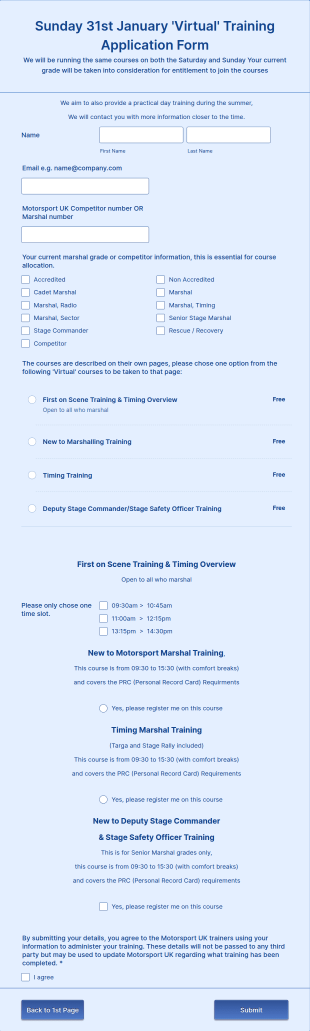 'Virtual' Training Application Form Template