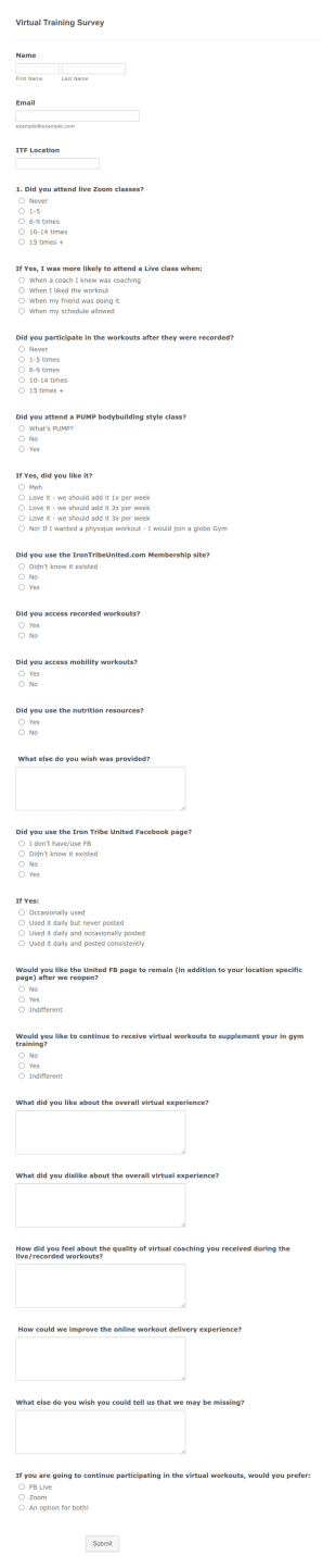 Virtual Training Survey Form Template
