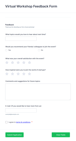 Virtual Workshop Feedback Form Template