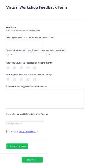 Virtual Workshop Feedback Form Template