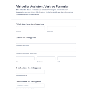 Virtueller Assistent Vertrag Formular
