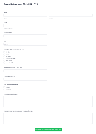 Virtuelles MUN Anmeldeformular Form Template