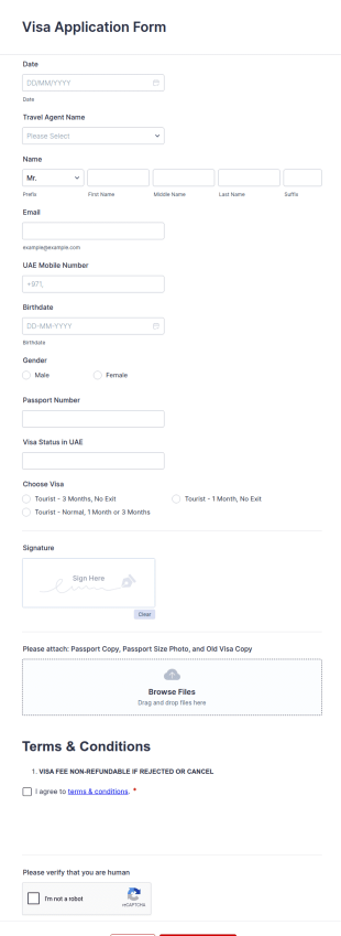 Visa Application Form Template