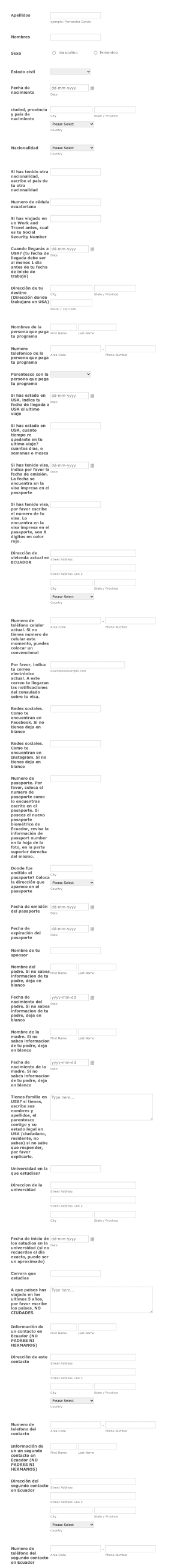 Visa J1 Form Template