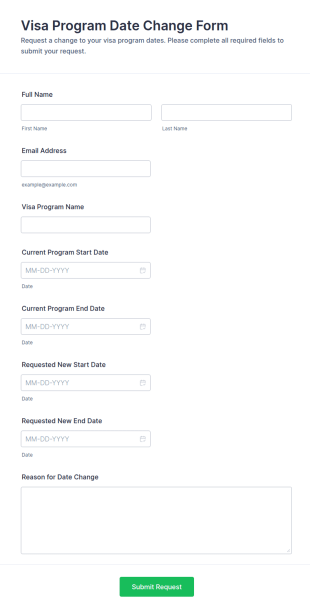 Visa Program Date Change Form Template