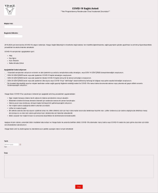 VISAGE SALON MÜŞTERİ COVID 19 Sorumluluk Feragat Form Şablonu