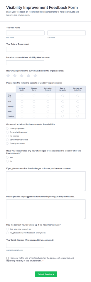 Visibility Improvement Feedback Form Template