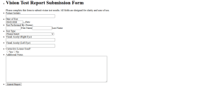 Vision Test Report Submission Form Template