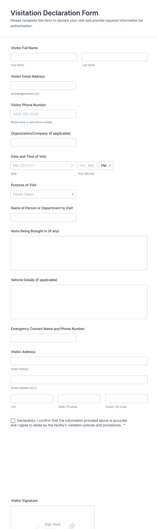 Visitation Declaration Form Template