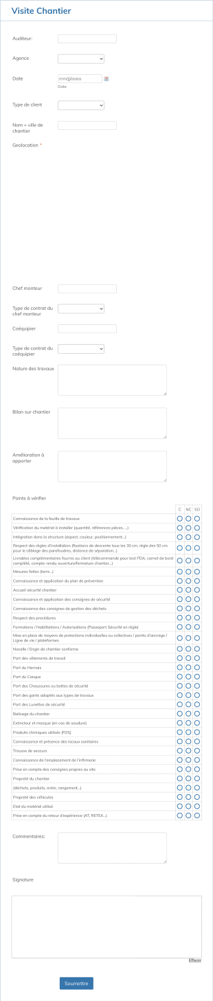 Visite De Chantier Form Template