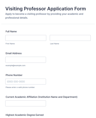 Visiting Professor Application Form Template