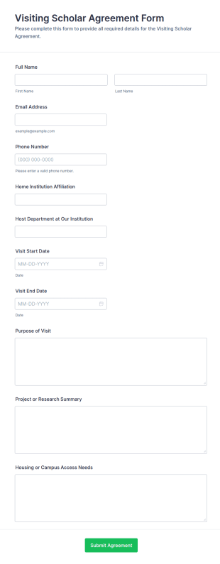 Visiting Scholar Agreement Form Template