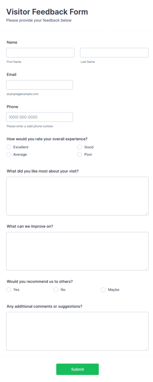 Visitor Feedback Form Template