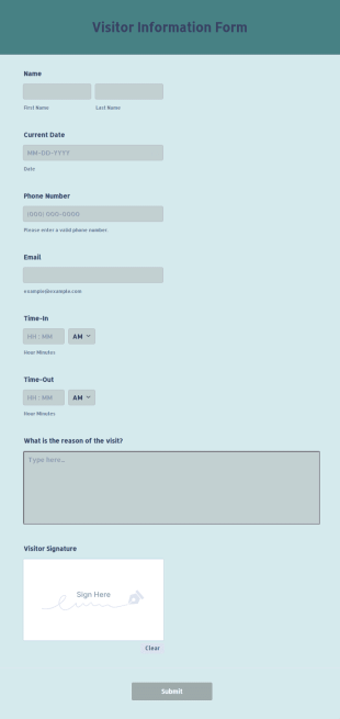 Visitor Information Form Template