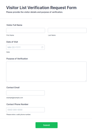 Visitor List Verification Request Form Template