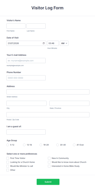 Visitor Log Form Template
