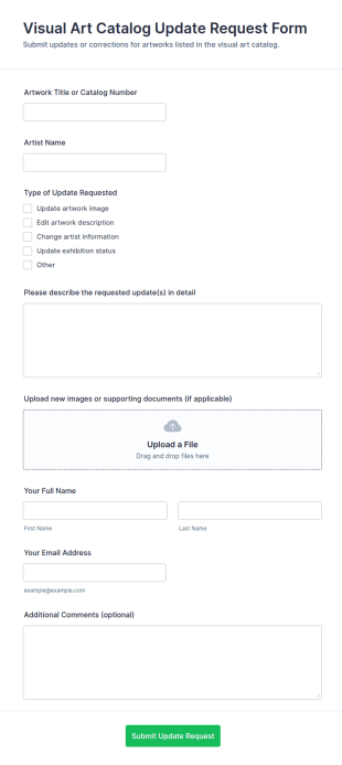 Visual Art Catalog Update Request Form Template