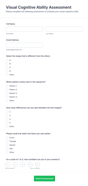 Visual Cognitive Ability Assessment Form Template