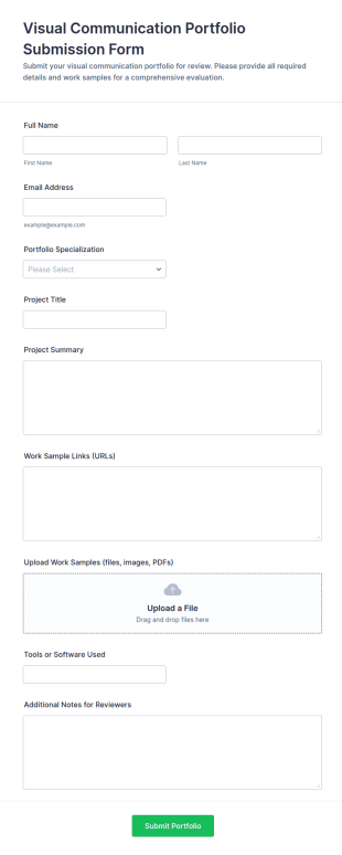 Visual Communication Portfolio Submission Form Template