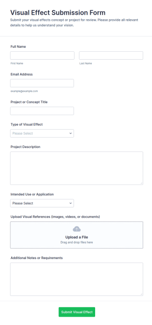 Visual Effect Submission Form Template