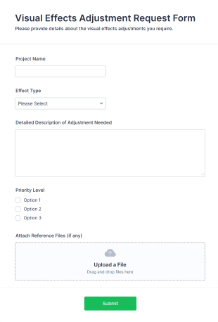Visual Effects Adjustment Request Form Template