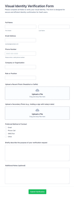 Visual Identity Verification Form Template
